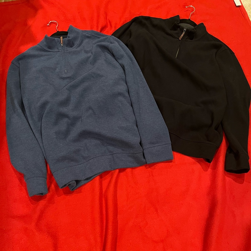 BUNDLE FOR$10 Lands' End Navy and Black Quarter-Zip Pullover